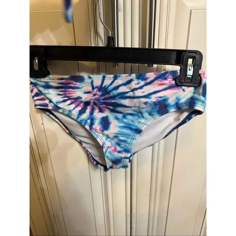 Kanu Surf Girls Mahina Beach Sport Halter Tie Dye Two-Piece Bikini Set Blue 14